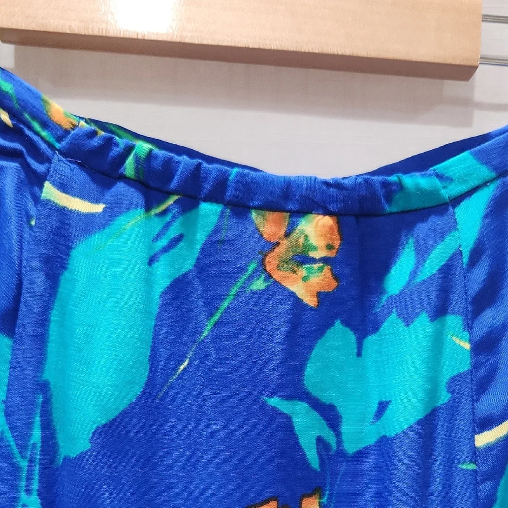 Coldwater Creek Vibrant Blue Floral Maxi Skirt